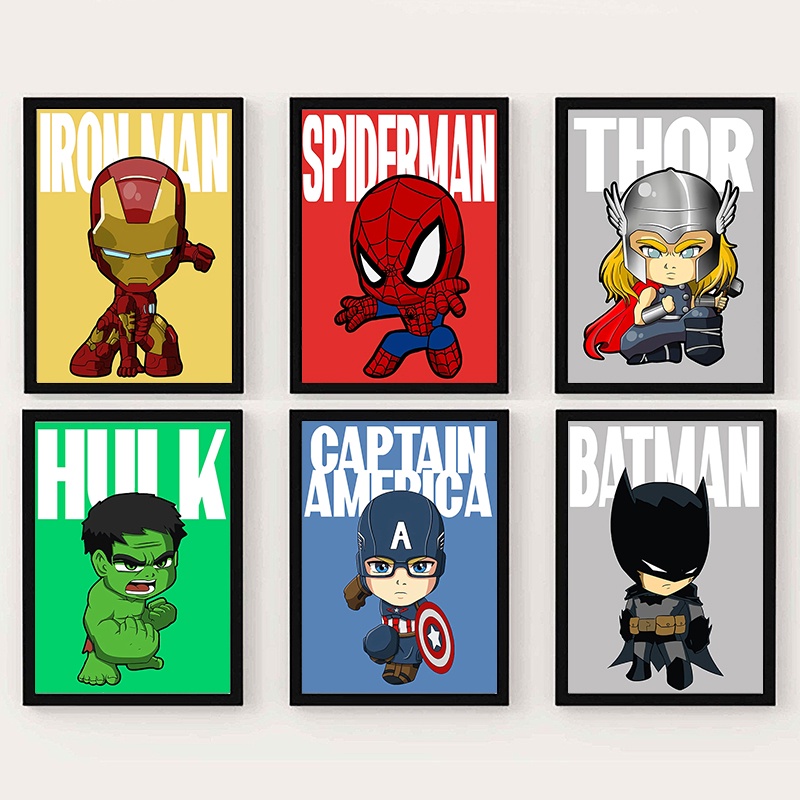 Marvel Avenger Canvas Painting Cartoon Superheroes Poster Iron Man Wall Art  for Kids Room Decoration Pictures Home Decor | Shopee Singapore