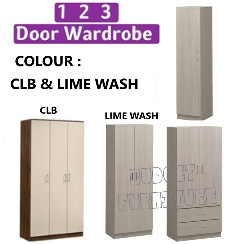 1/2/3 Door Wooden Wardrobe Available In Colour Lime wash and 2 Tone