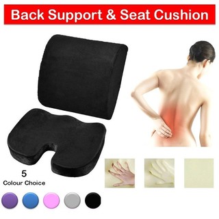 Image of Seat Cushion Lumbar Back Support Memory Foam Pillow for Chair Car