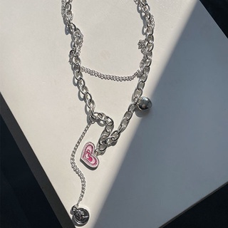 Y2K Fashion Silver Necklace Butterfly Heart Shape Choker Pearl Pendant ...