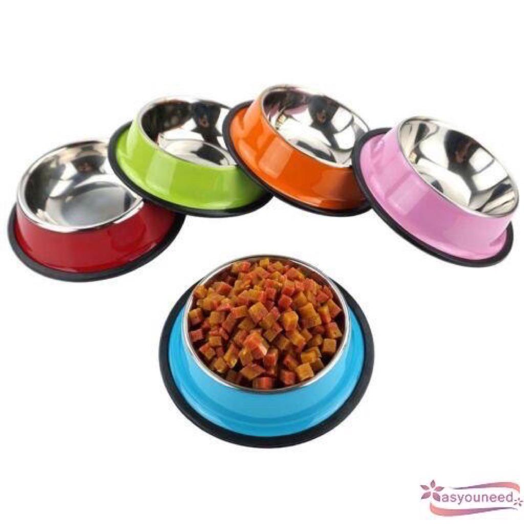 puppy food and water bowls