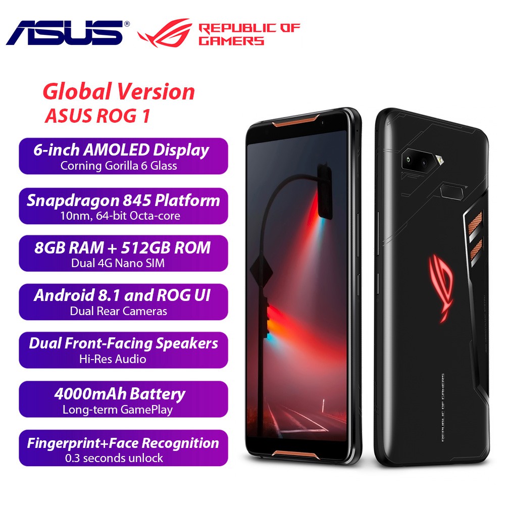 Global Version Asus Rog Smartphone Zs600kl 8gb Ram 512gb Rom 6 Inch Snapdragon 845 Nfc Android 8 1 Ota Gaming Mobile Phone Shopee Singapore