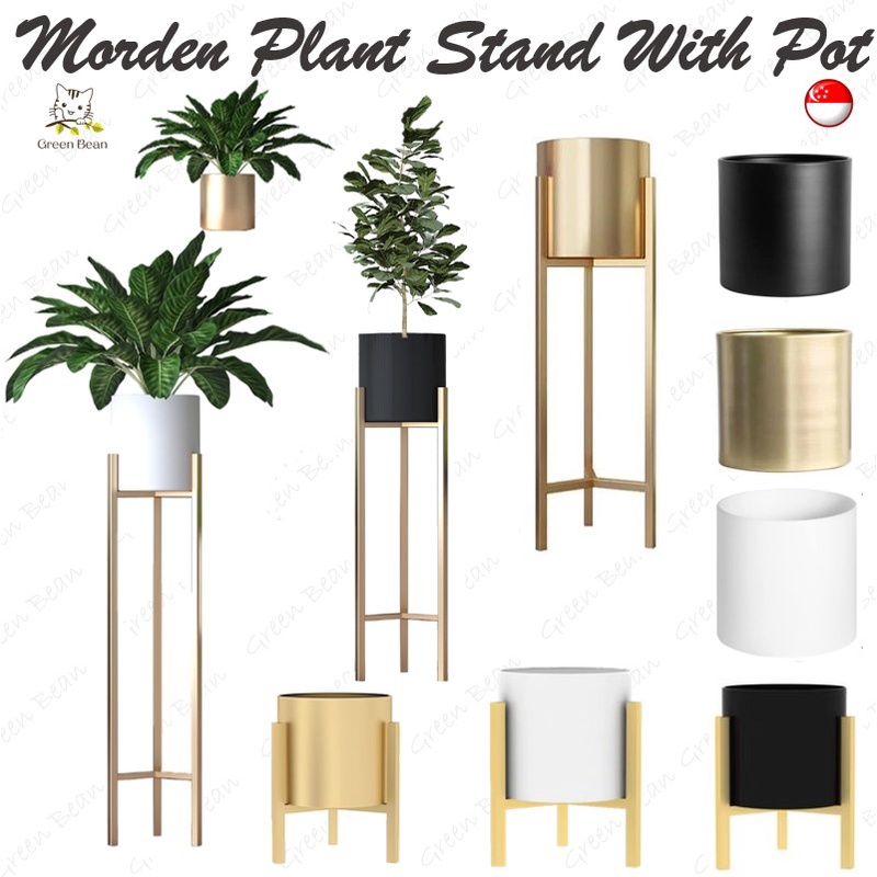 [SG STOCK] Metal Plant Pot Plant stand Plant Full Golden Pot Stand