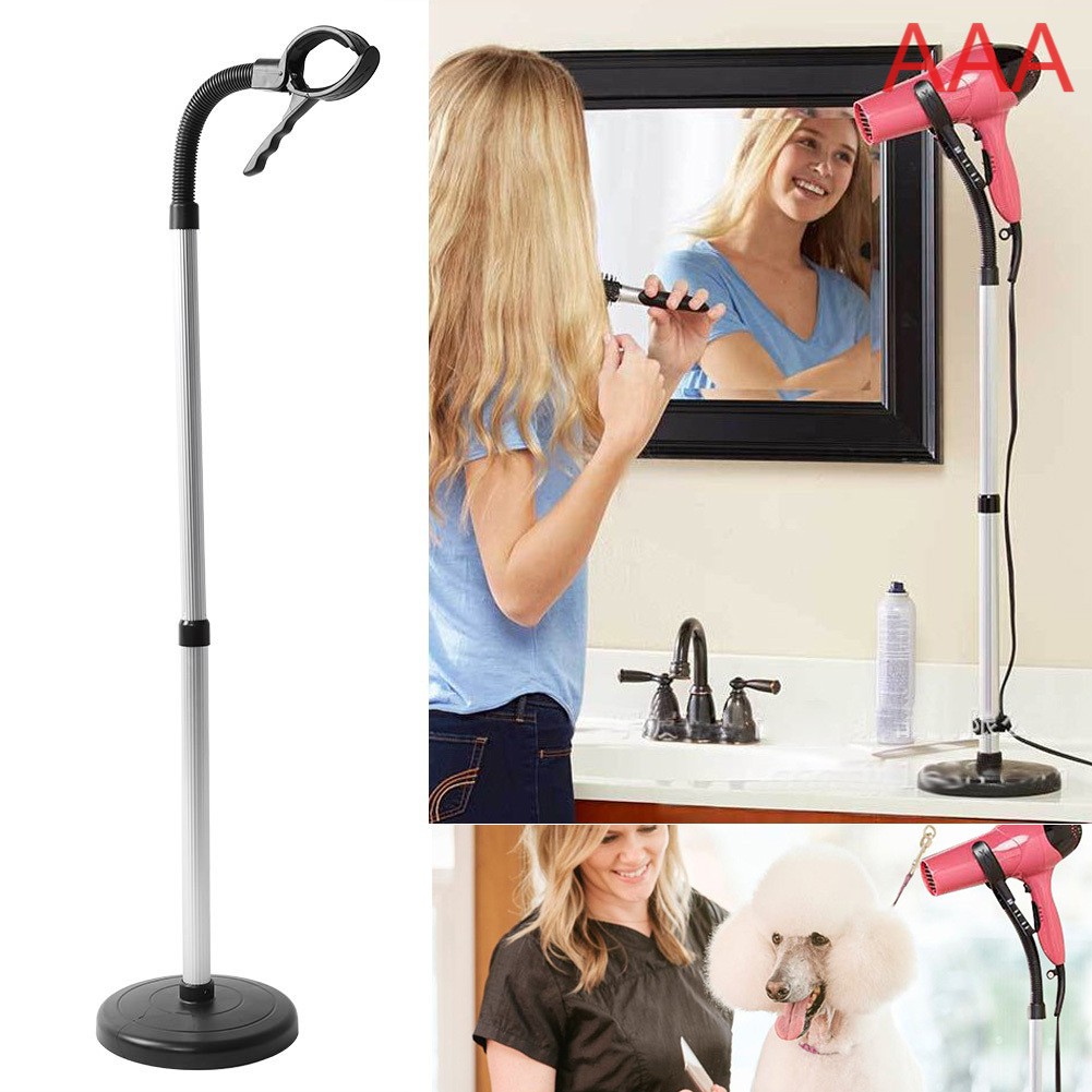 Black Aluminum Alloy Hair Dryer Stand 360 Degree Rotating Hands Free