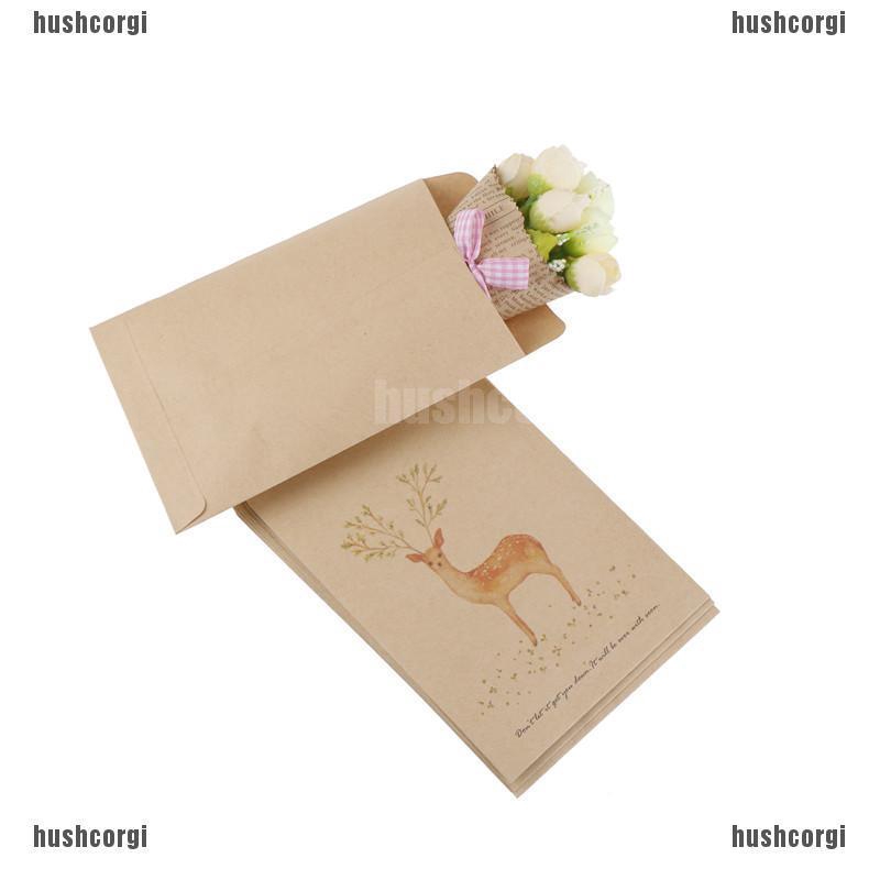10 Pcs Deer Painting Paper Candy Bag Envelopes Christmas Party Favor Gift Bag