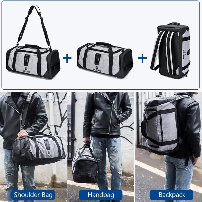 OZUKO Large Capacity Carry On Men Travel Duffle Bag Waterproof Oxford Luggage Handbags