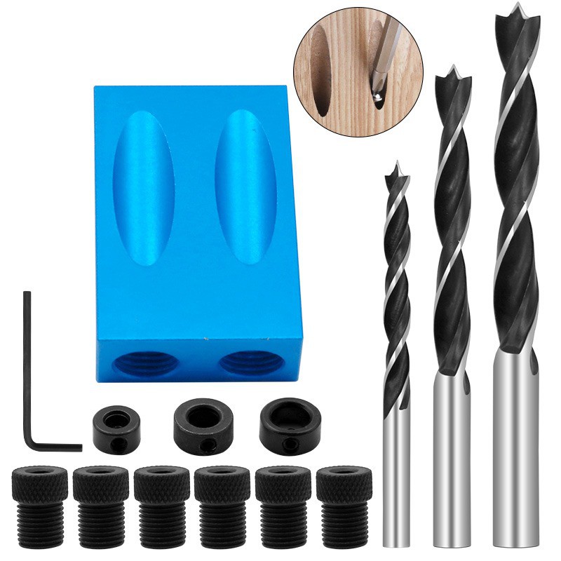 Oblique Hole Locator Drill Bits Woodworking Pocket Hole Jig Kit 15 Degree  Angle Drill Guide Set Hole Puncher DIY Carpentry Tools | Shopee Singapore