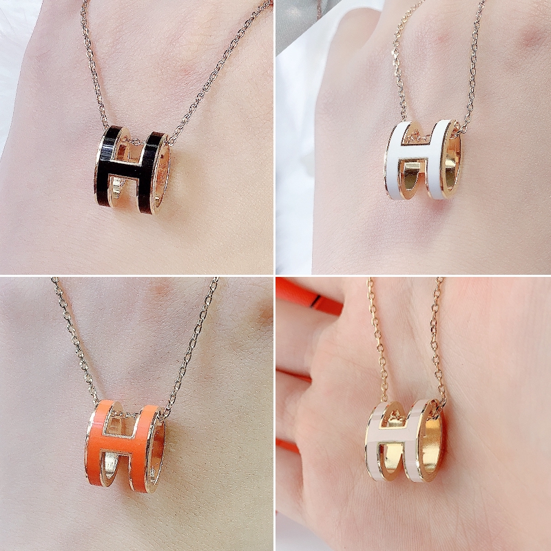 hermes pop h necklace rose gold