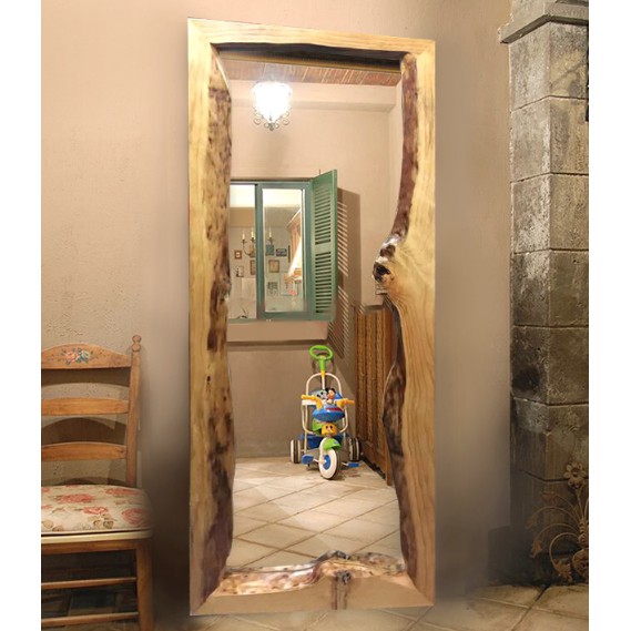 Solid Pine Wood Full Length Mirror, Wood Standing Mirror Singapore