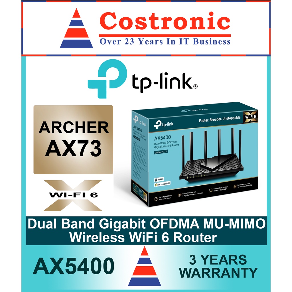 Tp Link Archer Ax73 Ax5400 Dual Band Gigabit Ofdma Mu Mimo Wireless Wifi 6 Router Shopee Singapore