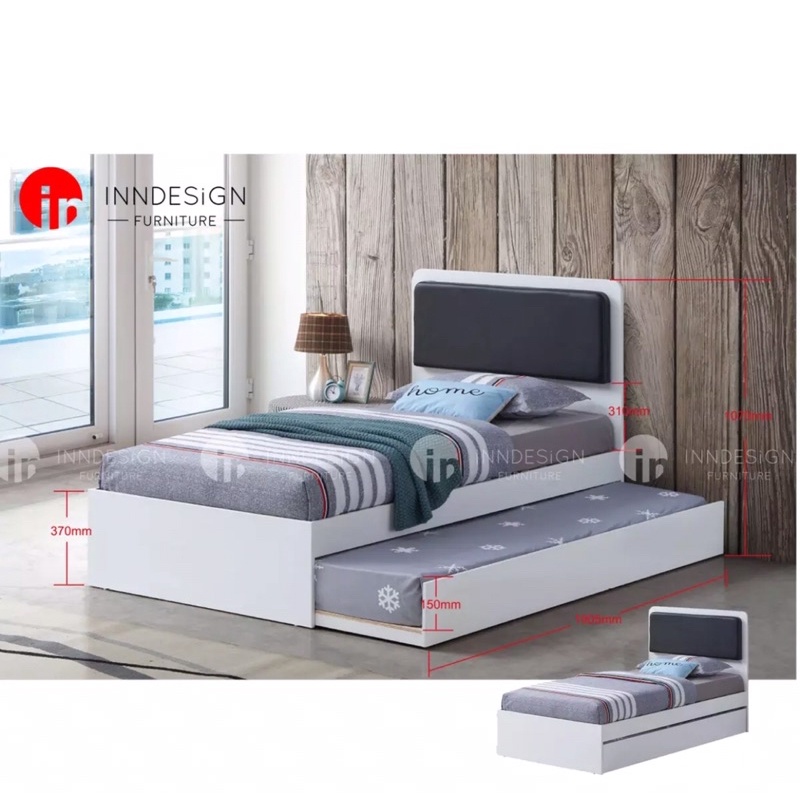 MyroII Solid Wooded Bed Single / Super Single Bed Frame With / Without