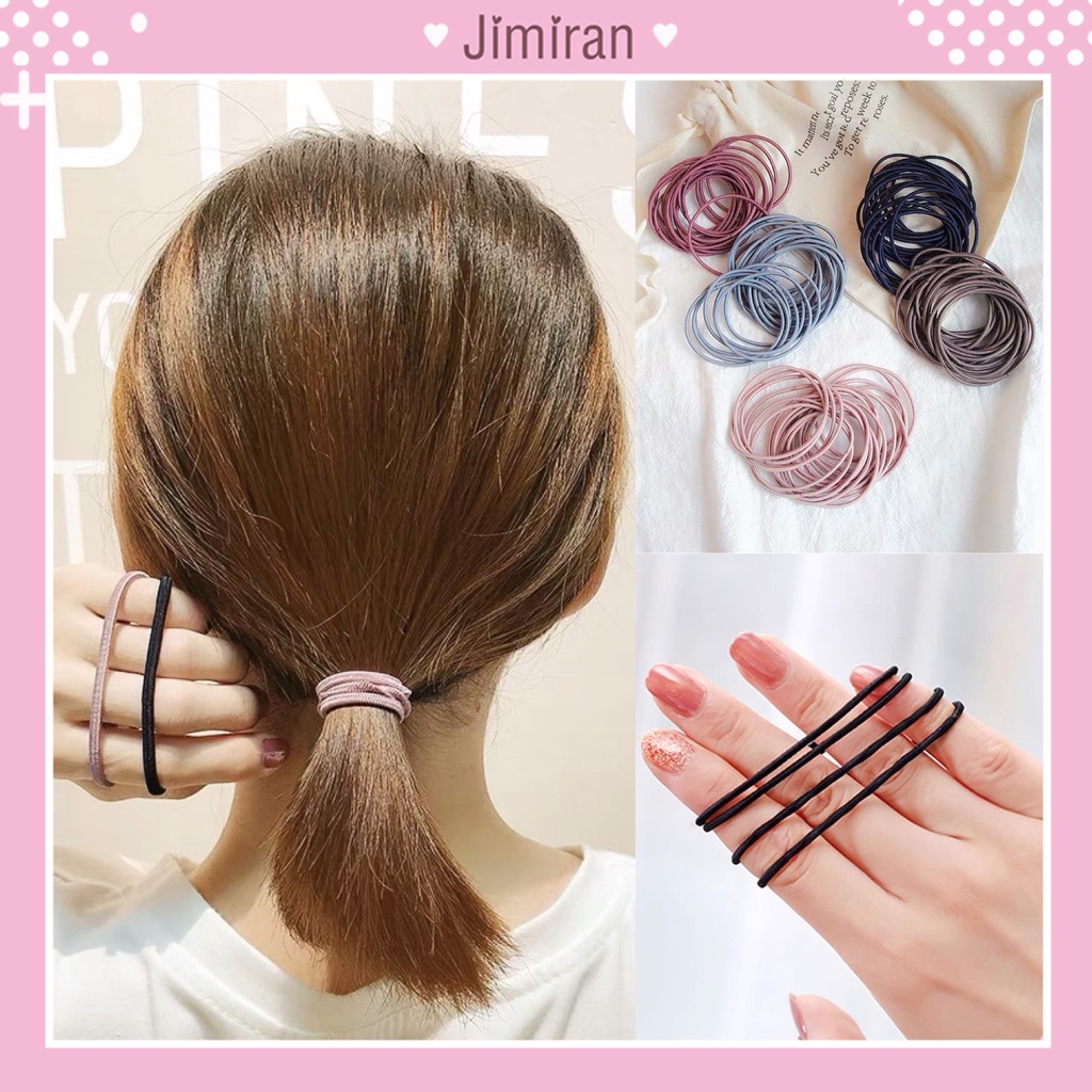 Hair ties SET 50 JIMIRAN Korean elastic hair ties mix color cute zip bag  CT06 | Shopee Singapore