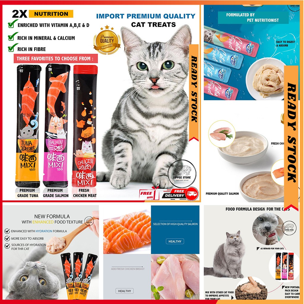 Shop Malaysia Sale Shocking Yippee Cat Mixi Snack Food Creamy Cat Treats Cat Stick Cat Food Fat Fast Cat Food Shopee Singapore