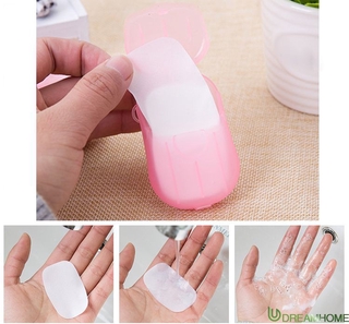 DreamH☛ Travel Portable 20pcs Disposable Boxed Soap Paper Foaming Box Mini Paper disinfecting soap papers ❀