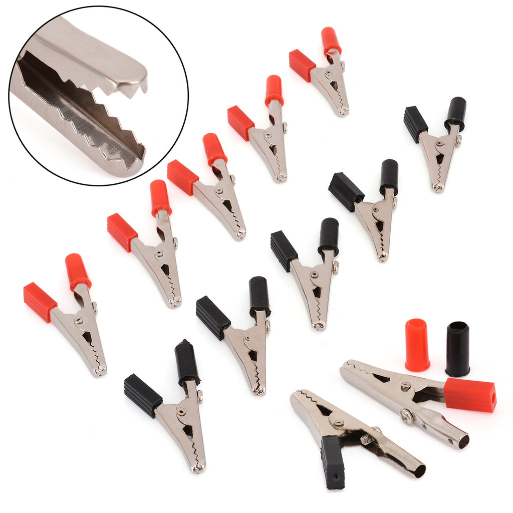 bbyes 10pcs Black/Red 10A Heavy Duty Crocodile Alligator Clips PAIR Test Leads/Wires Shopee