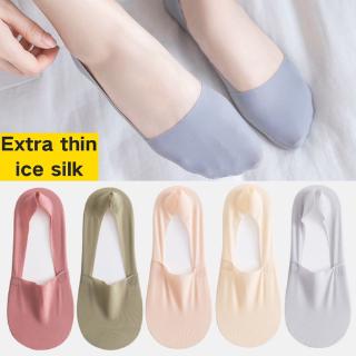 Image of Ladies Summer Thin Sock,Silicone Non-slip Ice Silk Socks,Seamless Invisible Boat Socks