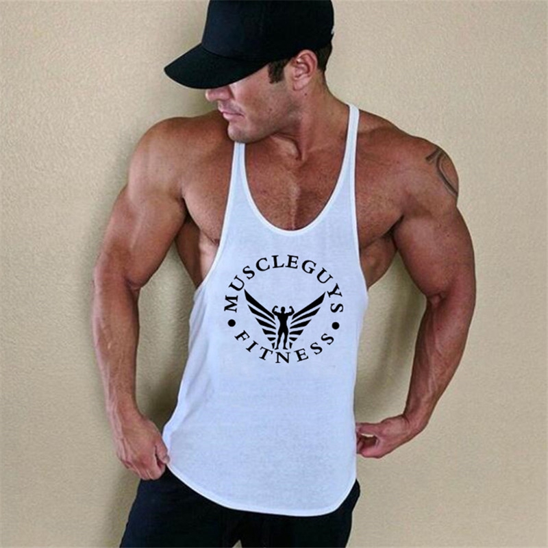 Muscleguys Brand Clothing Bodybuilding Stringer Tank Top Mens Fitness Singlet Cotton Sleeveless 