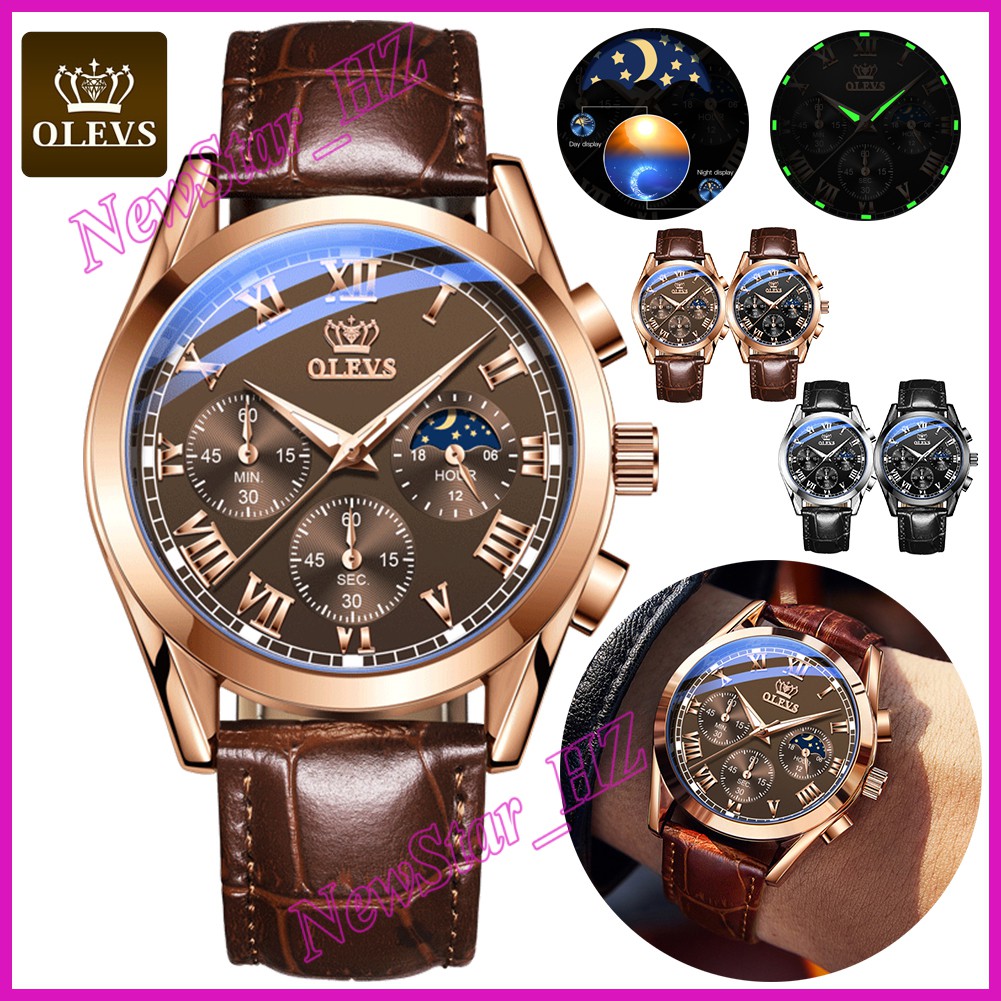 Business Quartz Men Watch Leather Male Watches Watch Waterproof Jam Tangan Lelaki Men S Casual Watches Men Olevs Jam Tangan Lelaki Jam Lelaki Tali Kulit Jam Tangan Berjenama Men S Analogue Watch Luminous Men