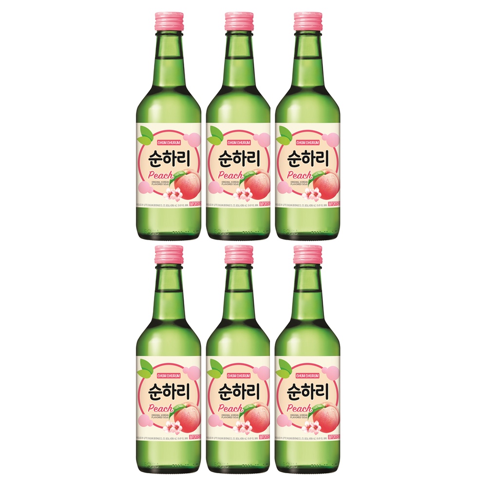 LOTTE Peach Soju Pack (6 x 360ml) [ChumChurum Korean Soju] Shopee