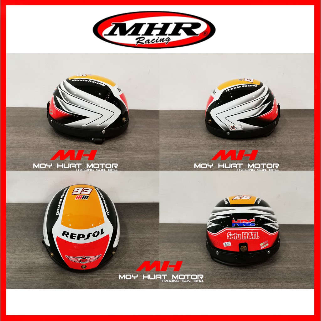 Shop Malaysia 100 Original Mhr Iii Honda Repsol Half Cut Steng Kura Helmet Steng Kura Mhr 3 Mhr Helmet Ori Shopee Singapore