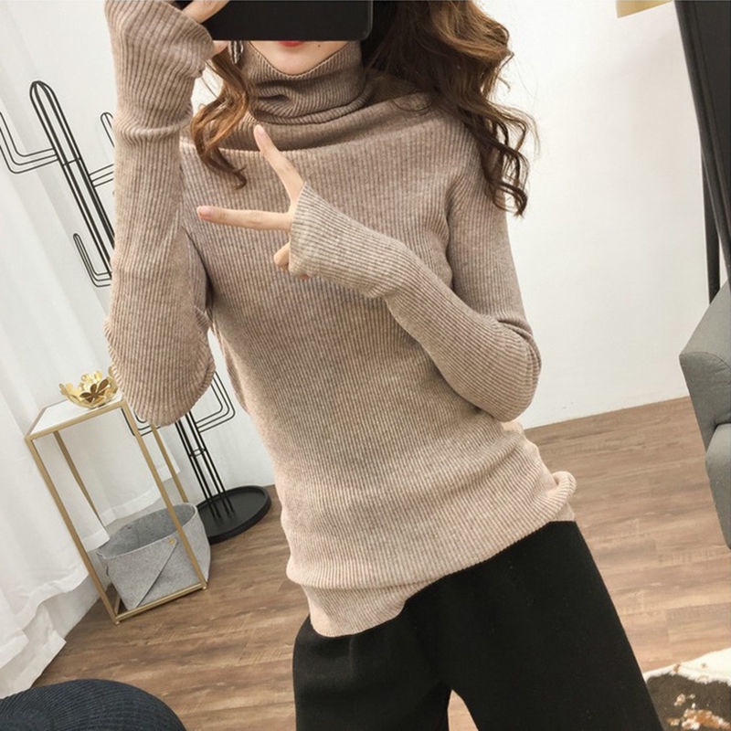 Autumn And Winter Korean Half Turtleneck Sweater Jacket Womens Long Sleeve  Set Head All-Match Knitted Sweater Woman | Autumn And Winter New Sweater  Women'S Sweater All-Matching Sweater Turtleneck Top Slim Bottoming Shirt |