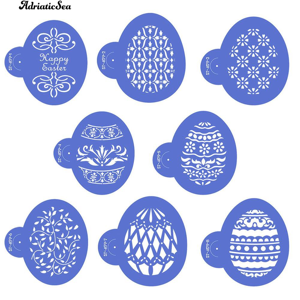 Adriaticsea 8pcs Set Easter Egg Shape Cookie Stencils Cake
