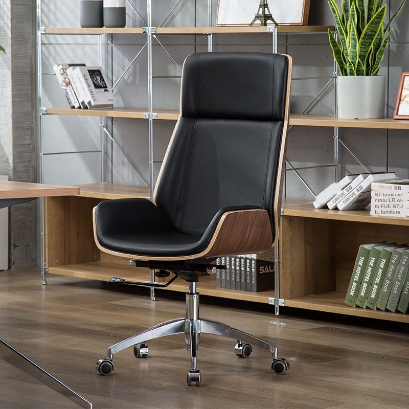 Happy Eulogy Nordic Office Boss Chair Modern Minimalist Big Class Meeting Back Chair Leather Can ...