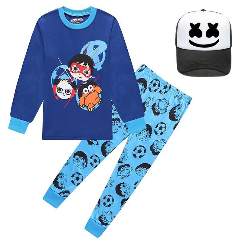 Kids Girls Long Sleeve Pajamas Ryans Toy Ryan S World Fashion Sleepwear Nightwear Children T Shirts Pant Hat 3pcs Girl Pjs Set Shopee Singapore - details about kids boys girls marshmello roblox t shirt surprise doll unicorn ryan toy pajamas