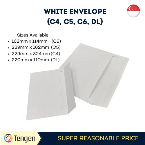 [SG] (C4, C5, C6, DL) White Envelope/ Size C Envelope/ Paper Envelope