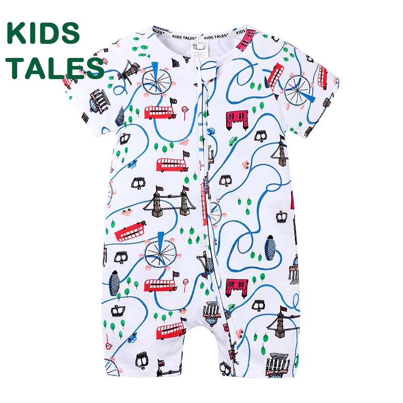 Kids Tales Summer Baby Boy Short Sleeve Pineapple Pajamas Cartoon Zipper Romper 