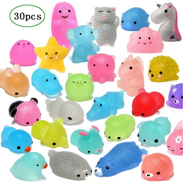 30Pcs Mochi Squishy Toys Glitter Mini 