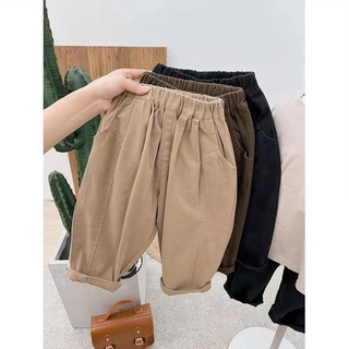 Retro Knock All-Match!Children's Pure Cotton Trousers Children Work Pants Casual Autumn New Style Baby Korean Version Children's Boys' And Girls' Baby Harem Pants