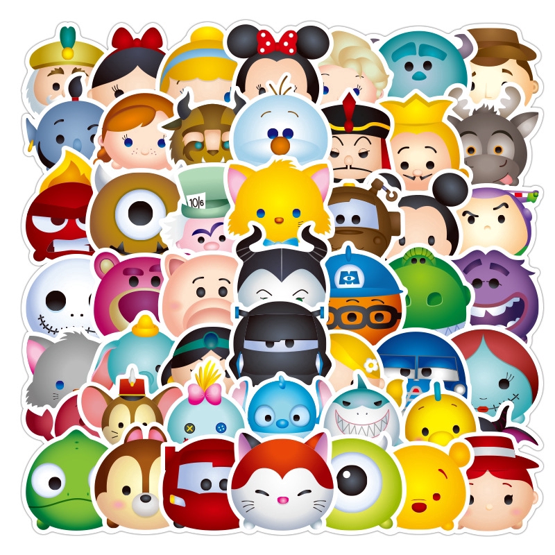 50 pcs Cute Disney Tsum Tsum Cartoon Waterproof PVC Stickers | Shopee  Singapore
