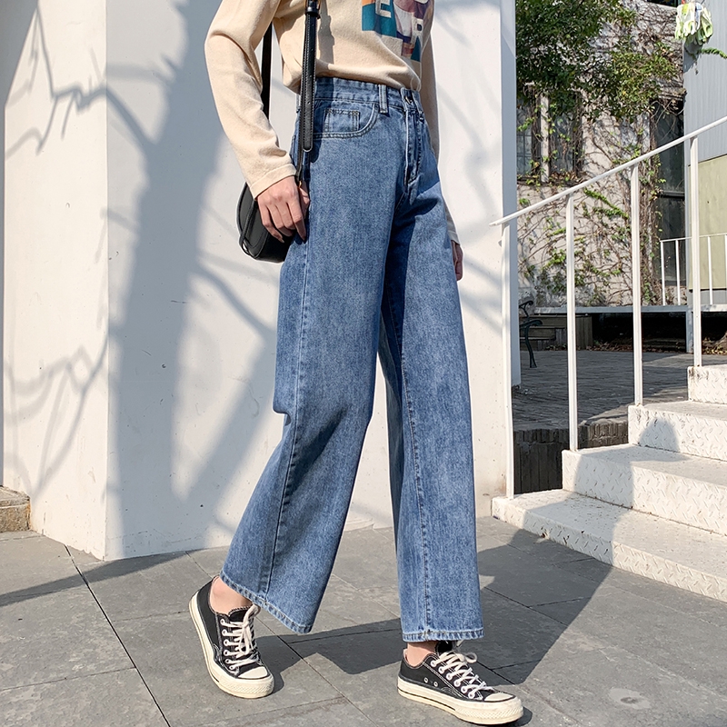 Real Photo Wide Leg Jeans Women S Straight Tube High Waist Spring New Loose Korean Version Sagging Slim Pants Trend Shopee Singapore