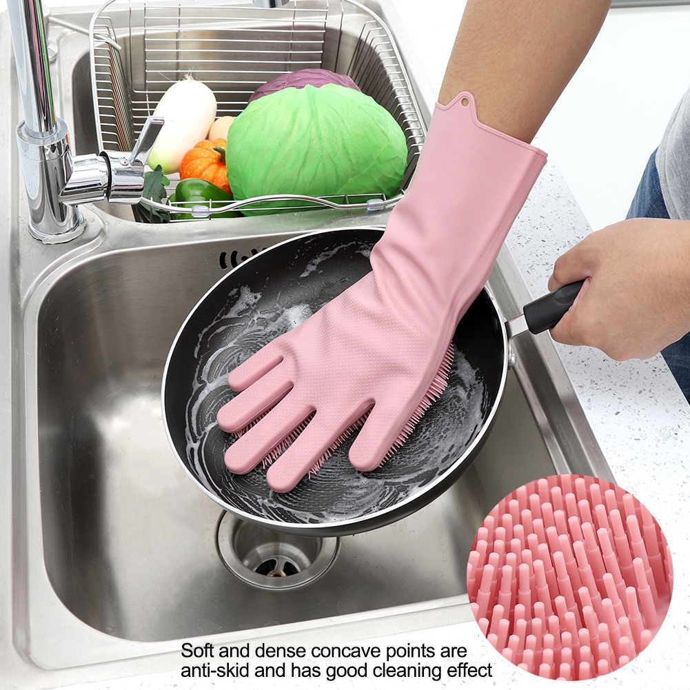 1pc Silicone Dishwashing Dish Washing Glove Cleaning Brush Kitchen Tool 