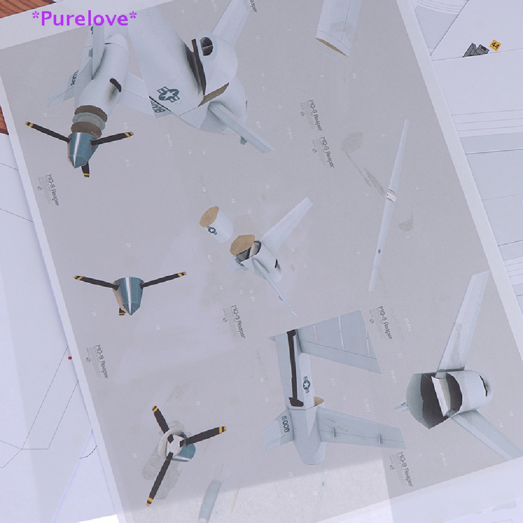 Purelove> 1:32 America MQ-9 Reaper Reconnaissance Aircraft Plane DIY Paper Model Kit new
