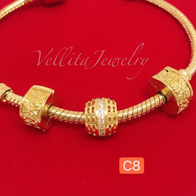 Shop Malaysia Cop916 Bracelet Charm Cubic Zirconia 999 9 Bangkok Gold Plated Gelang Charm Blink Blink Shopee Singapore