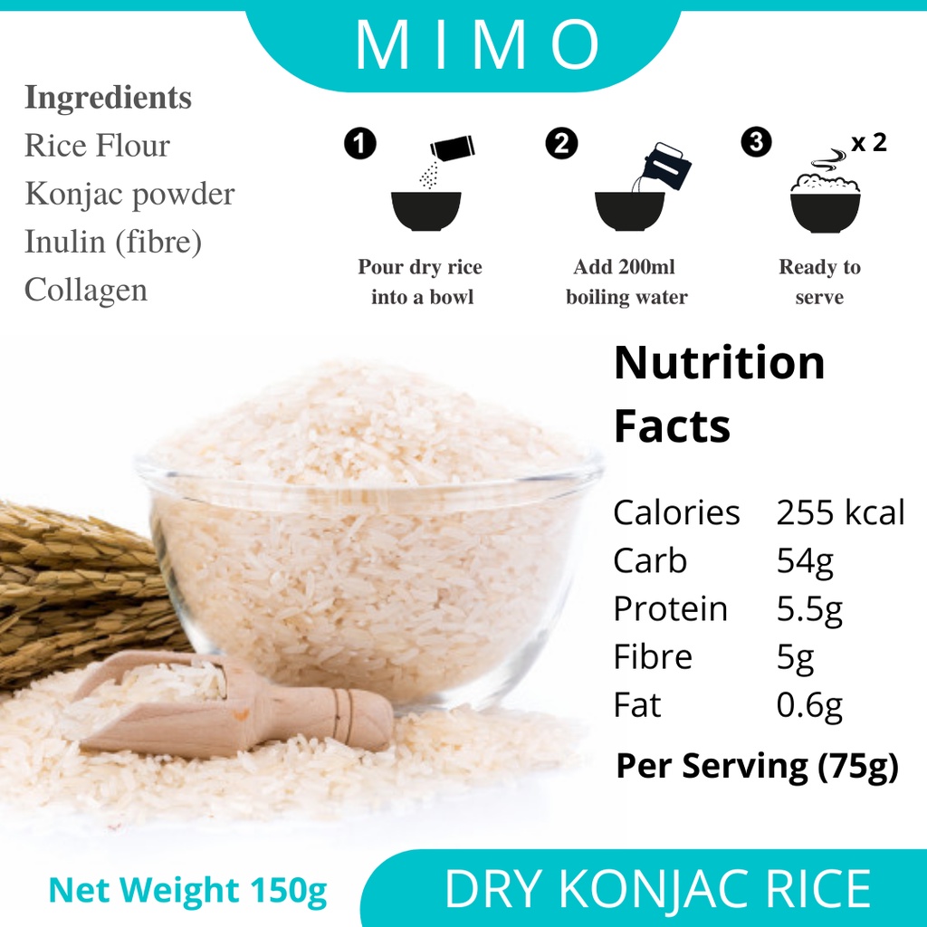 Mimo Instant Dry Konjac Rice Instant Rice Basmati White Rice Nasi Putih Meals Ready To Eat Mrte Rte Travel Instant Food Shopee Singapore