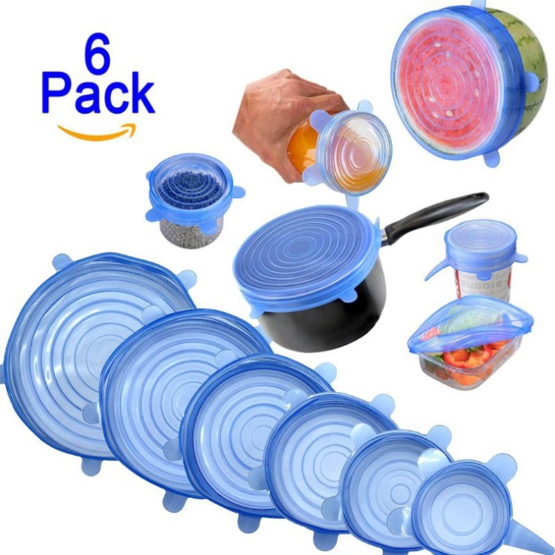 6-Pack Green Silicone Stretch Lids – Reusable Expandable Food Covers For Bowls