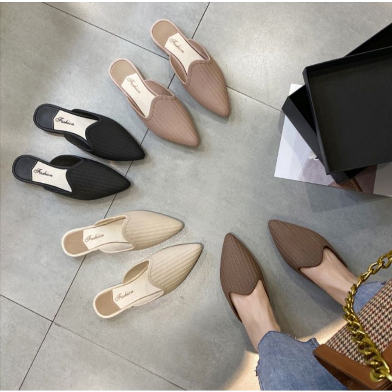 minimalist simple basic plain mules sandals shoes / mule sandal footwear  korean office wear ol casual work attire po | Shopee Singapore