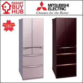 Mitsubishi Mr Wx53z 416l Glass Brown Glass Pink 6 Door Refrigerator Shopee Singapore