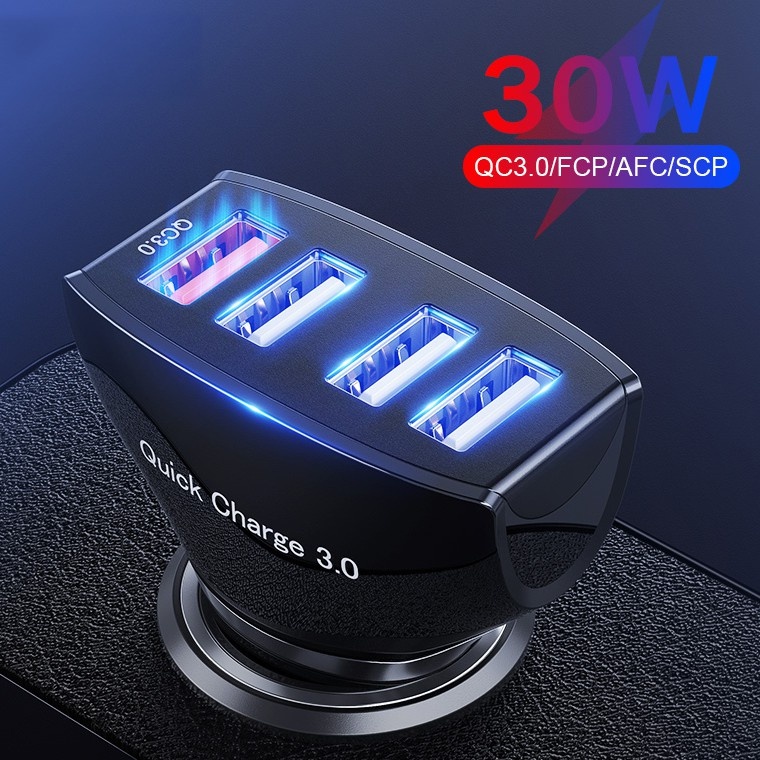 30W 4 Ports Car Charger Quick Charge 3.0 Dual USB Adapter Fast Charging For iPhone Samsung Xiaomi Phone Car-Charger