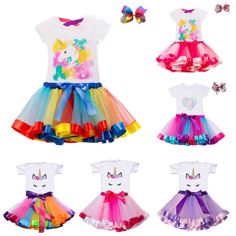 NNJXD Baby Girl Birthday Dress Rainbow Unicorn Kids Dresses For Girls 2 ...