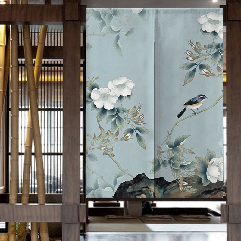 Chinese Style Curtain Fabric Flower And Bird Curtain Living Room Dining Room Kitchen Doorway Curtain Shopee Singapore