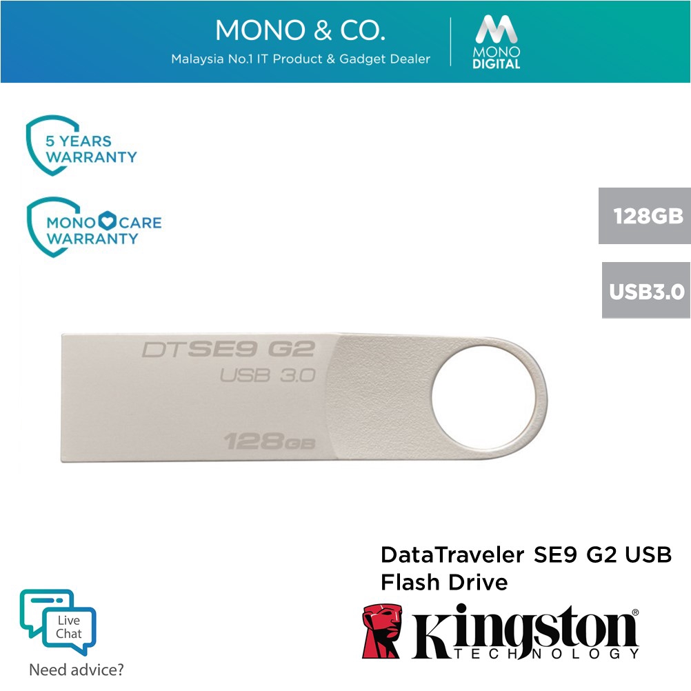 Kingston 128GB DataTraveler SE9 G2 USB 3.0 Flash Drive DTSE9G2/128GB ...