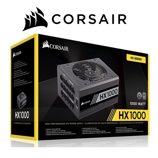 80+ Platinum Certified 1000 Watt CORSAIR HX Series HX1000 Fully Modular Power Supply 