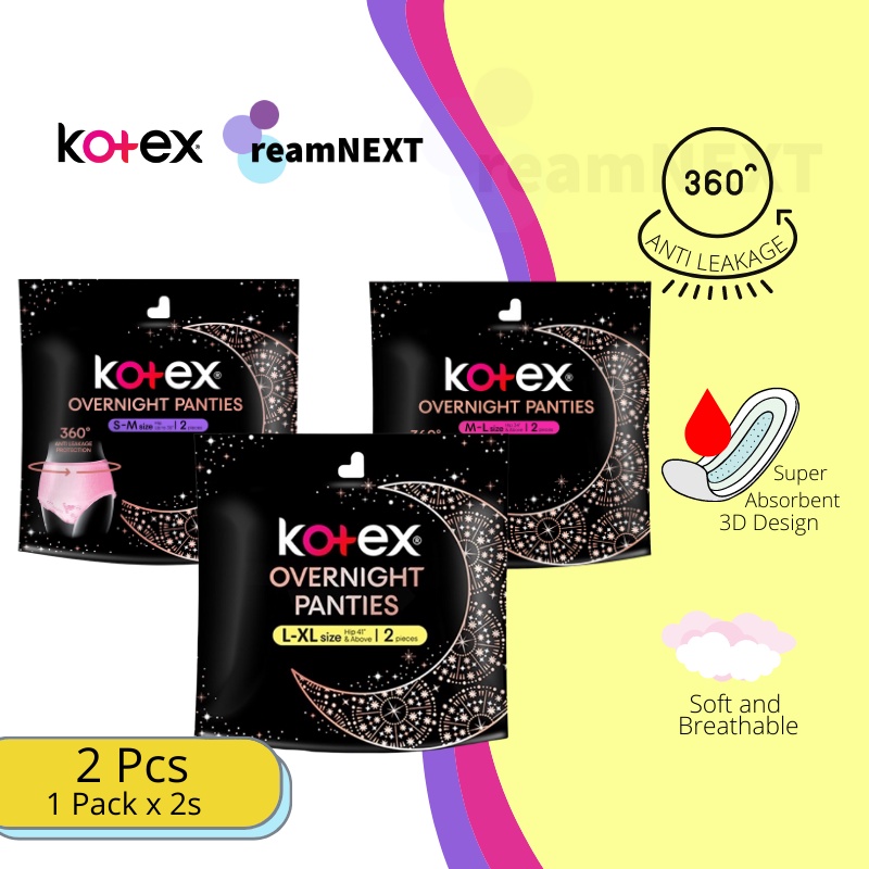 Kotex Overnight Panties, 2pcs/Pack (Various Sizes) Shopee Singapore