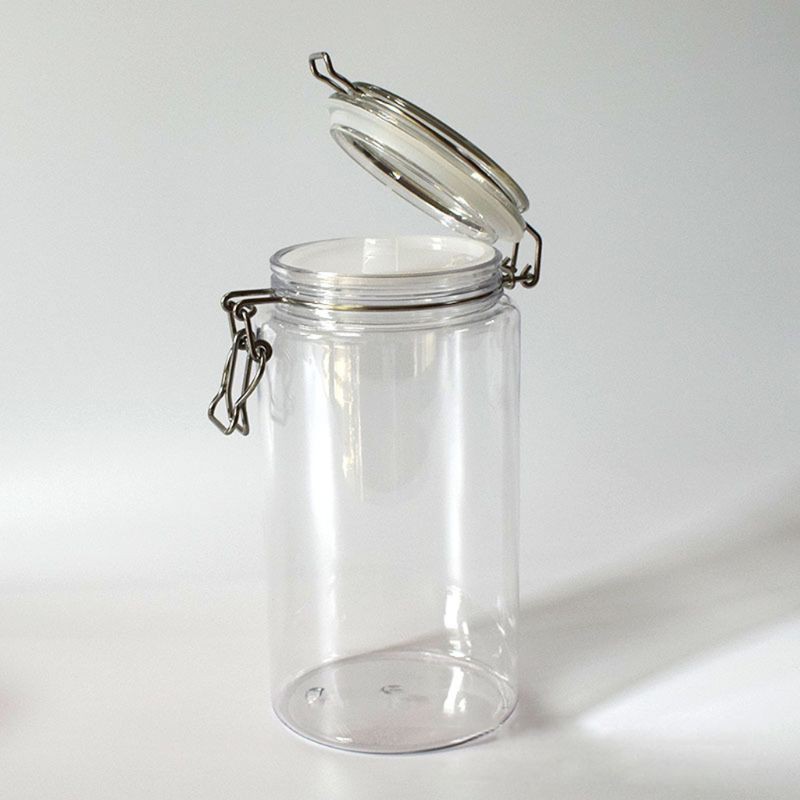 BGHL 1500ML Plastic Round Clip Top Storage Jar With Airtight Seal Lid