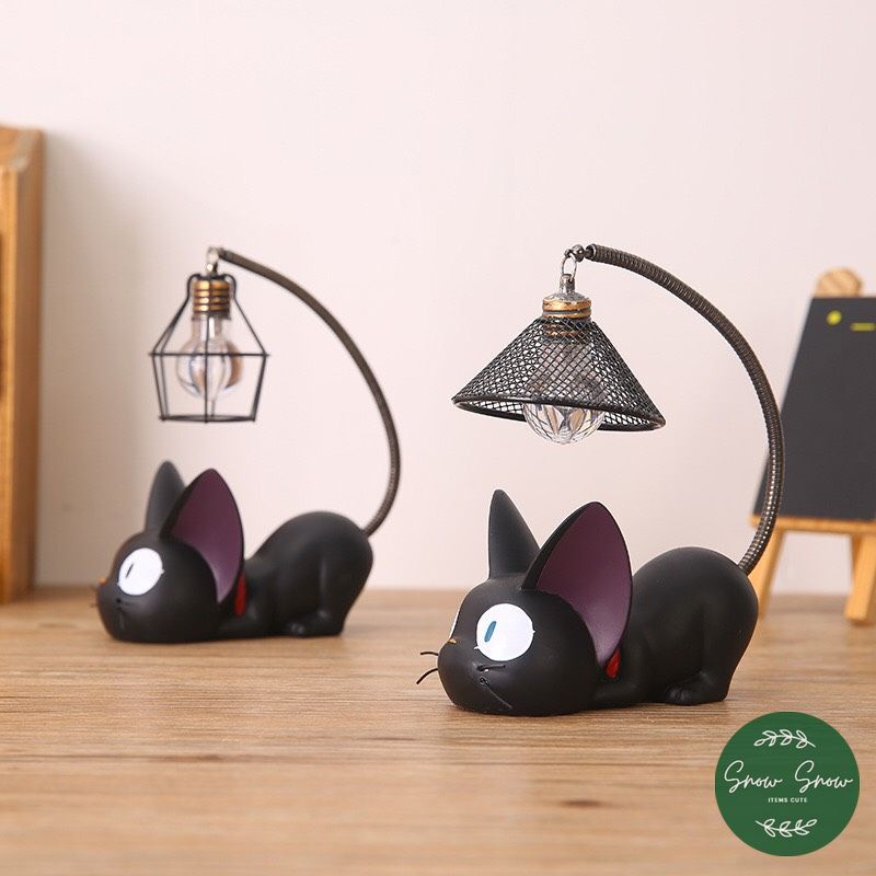 Đèn để bàn trang trí - Đèn led hình Mèo đen Gigi Cat cực chất ánh sáng xanh độc lạ thiết kế nhỏ gọn 