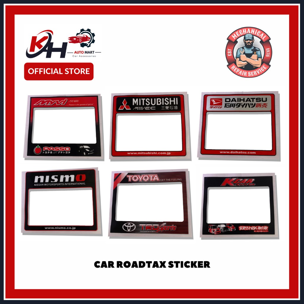 Shop Malaysia Universal Car Road Tax Roadtax Sticker List Proton Trd Rallart Toyota Myvi Mitsubishi Ralliart Honda M7 Spoon Daihatsu Shopee Singapore